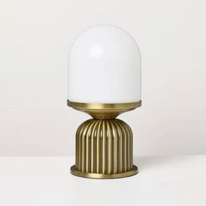 Hearth & Hand Brass Fluted Frosted Glass Accent Table Desk Lamp White NEW